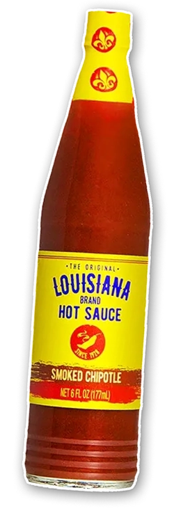 A bottle of Smoked Chipotle Louisiana Hot Sauce